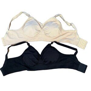 Hofish Maternity Nursing Bras (2-Pack) | Black & Beige | Size Medium